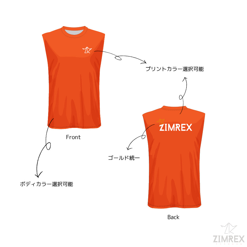 ドライノースリーブシャツー背面プリント